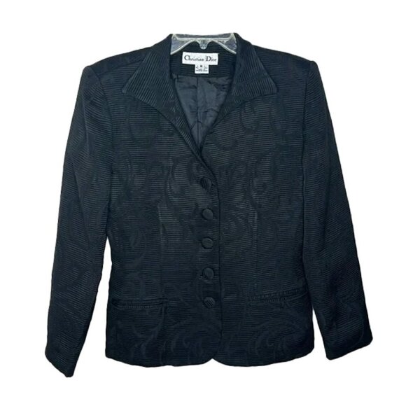 🔥 CHRISTIAN DIOR VINTAGE Textured black blazer size 8 - Picture 1 of 9